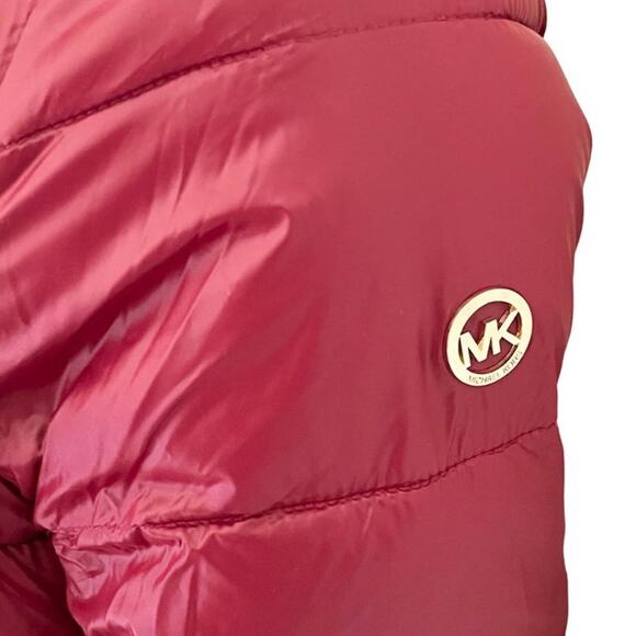 NEW MICHAEL KORS Down Filled Puffer Jacket in Red with Gold hardware SZ M - Picture 6 of 13